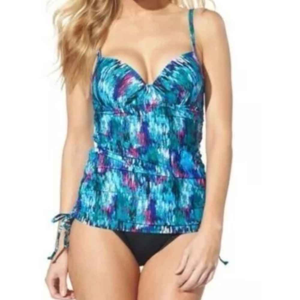 Spanx Love Your Assets XL  push up underwire ruched tankini top 1538 Tankini